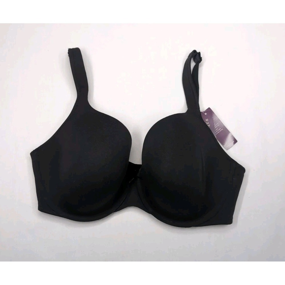 New CACIQUE Bra 40DD Smooth Lightly Lined Full Coverage Wire Black C618 Cotton
